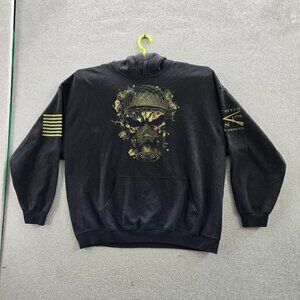 Grunt Style Men Hoodie 2XL Black Graphic Print Fleece Gas Mask Helmet Grunge